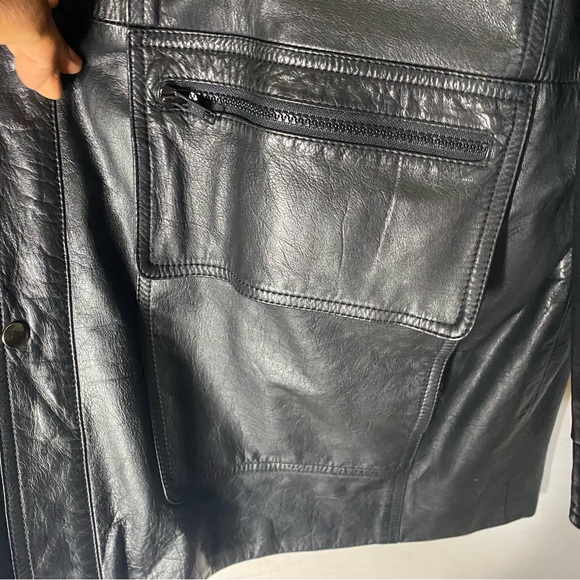 Sergio valente black leather jacket size 2XL (b56) - Picture 6 of 8